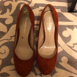 Burnt Orange Round-Toe Pumps